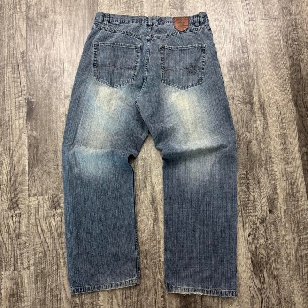 Vintage Y2K Mecca Baggy Denim Faded Wash Denim Jeans Skater Hip Hop 38x33
